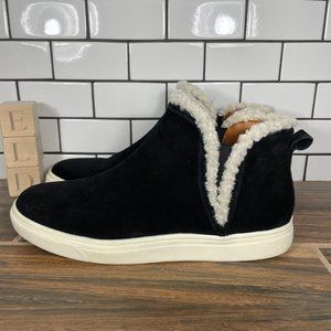 Lucky Brand Laycia Womens Size 10 Shoes Black Suede Faux Shearling Sneakers